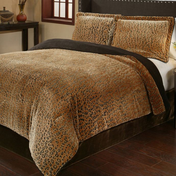 Cheetah 3 Piece Plush Comforter Set Bed Bath Beyond