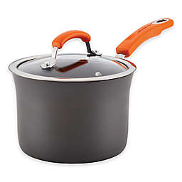 Rachael Ray™ Hard Anodized Nonstick 3 qt. Covered Saucepan in Grey/Orange