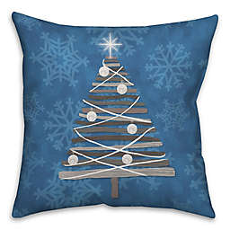 Pied Piper Creative Christmas Tree Bright 16-Inch Square Throw Pillow in Blue/Silver
