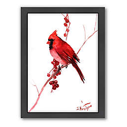 Suren Nersisyan Red Cardinal Bird 21-Inch x 27-Inch Framed Wall Art