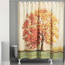 Autumn Tree Curtain in Orange/Green