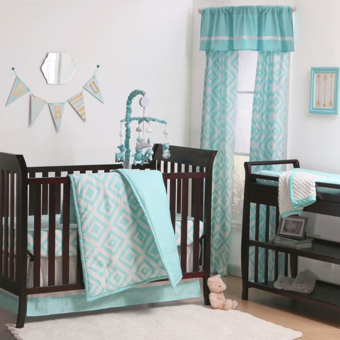 The Peanutshell™ Tile Crib Bedding Collection in Teal ...