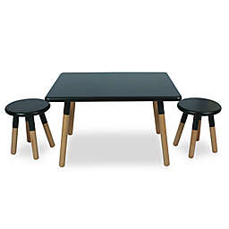 Kids 3-Piece Dipped Table and Stool Set in Black