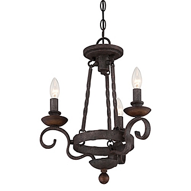 Quoizel Noble 3-Light Ceiling-Mount Chandelier in Speckled Rustic Black. View a larger version of this product image.