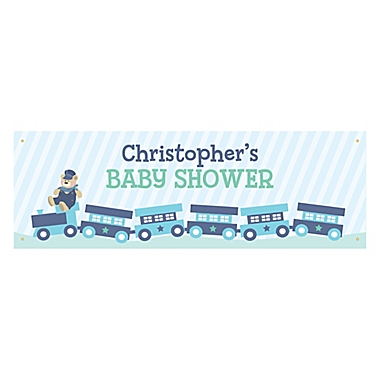 Personalized Baby Shower Banner in Blue. View a larger version of this product image.