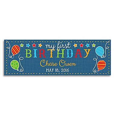 First Birthday Personalized Banner in Blue. View a larger version of this product image.