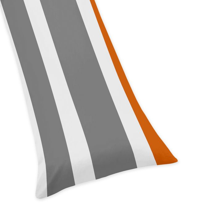 Sweet Jojo Designs Grey And Orange Stripe Body Pillow Case