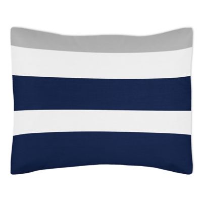 Sweet Jojo Designs Navy and Grey Stripe Pillow Sham