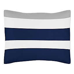 Sweet Jojo Designs Navy and Grey Stripe Pillow Sham