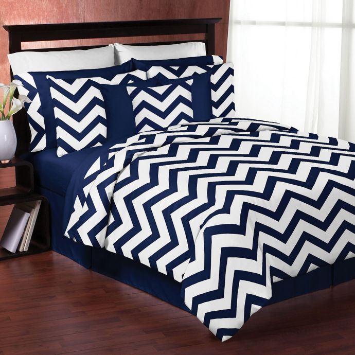 Sweet Jojo Designs Chevron Bedding Collection In Navy White