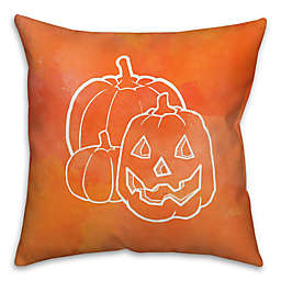Halloween Watercolor Jack-O-Lantern Square Throw Pillow