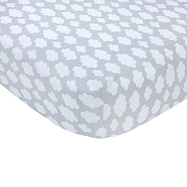 carter&#39;s&reg; Clouds Sateen Fitted Crib Sheet in Grey. View a larger version of this product image.