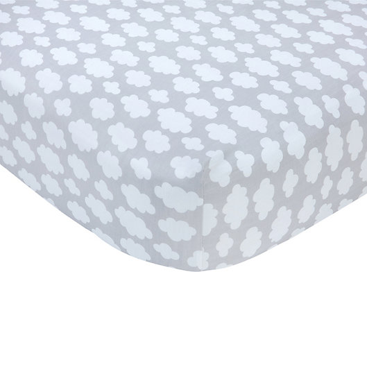 Alternate image 1 for carter's® Clouds Sateen Fitted Crib Sheet in Grey