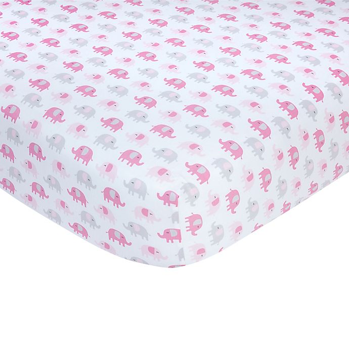 carter's® Elephant Sateen Fitted Crib Sheet in Pink buybuy BABY