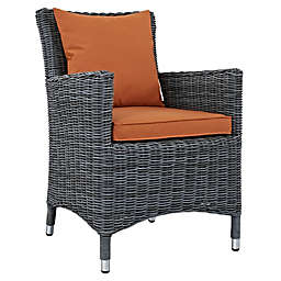 Modway Summon Outdoor Wicker Dining Armchair in Sunbrella® Canvas