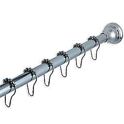 Kingston Brass Adjustable Straight Tension Shower Curtain Rod with 12 Curtain Ring in Chrome
