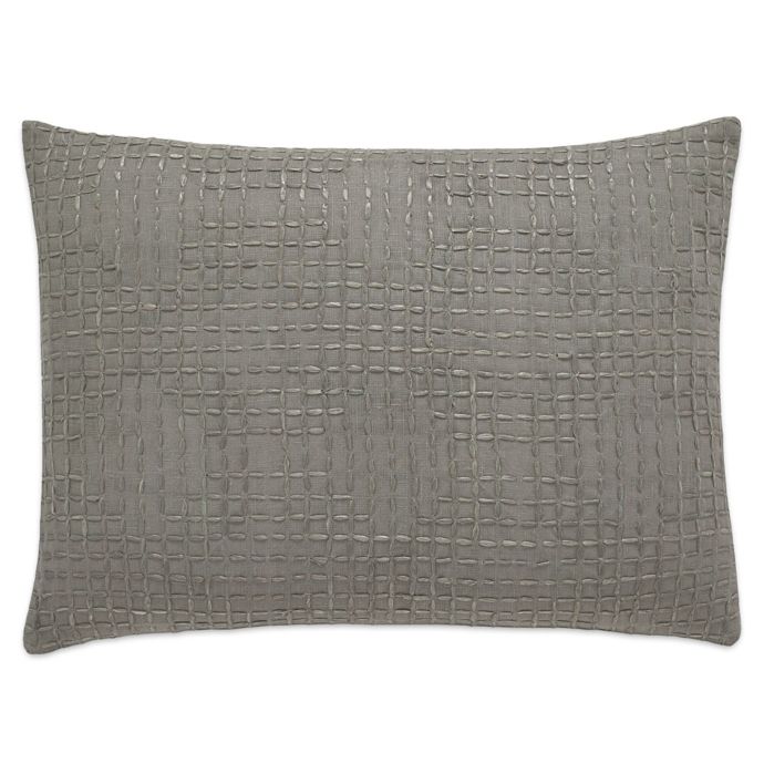 Vera Wang Marble Shibori Grid Oblong Throw Pillow In Light Brown