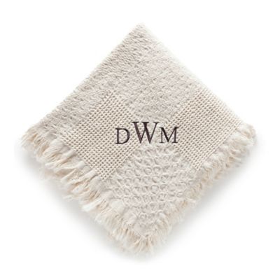 Woven Natural Cotton Throw with Monogram