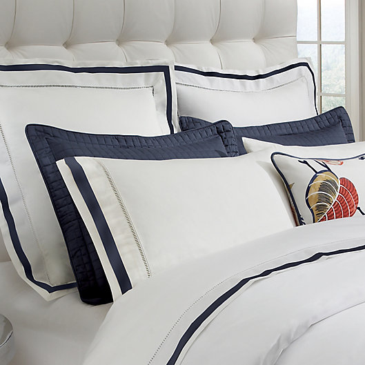 Alternate image 1 for Down Town Company Chelsea Pillow Sham in White/Navy