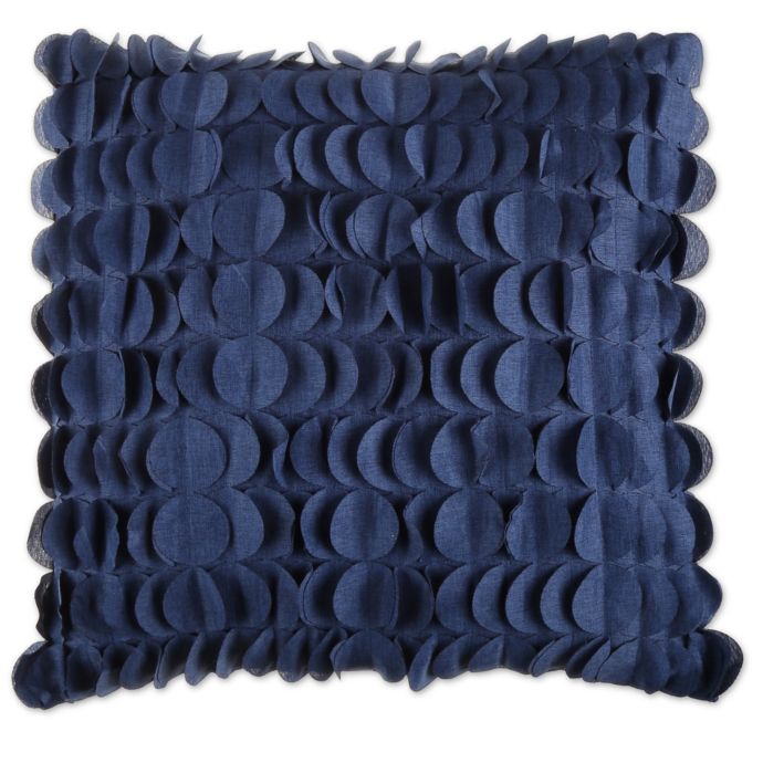 Soho 20Inch Square Feather Fill Pleated Throw Pillow in Indigo Bed