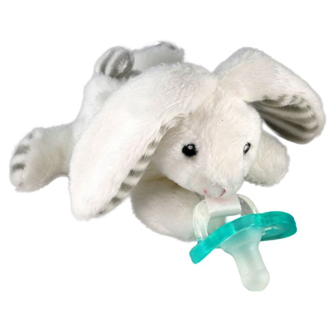 RaZbaby JollyPop Bunny Pacifier Holder with Removable Pacifier Bed