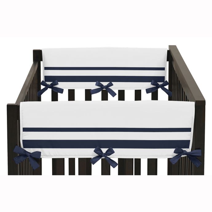 Sweet Jojo Designs Hotel Short Rail Guard Covers in White/Navy (Set of