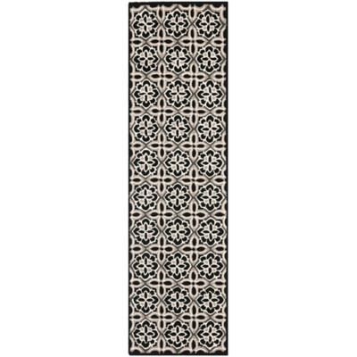 Safavieh Seasons Tangier Tile 2-Foot 3-Inch x 8-Foot Runner in Black/Ivory