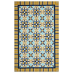 Safavieh Four Seasons Tile Border Rug in Tan/Blue