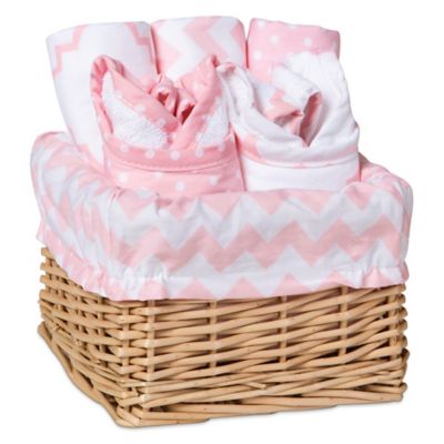 Trend Lab&reg; 7-Piece Feeding Basket Gift Set in Pink Sky