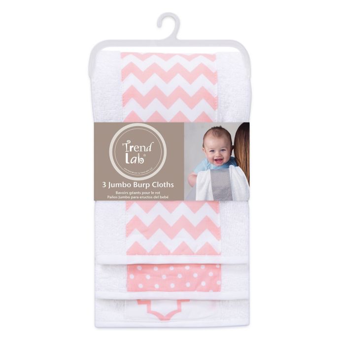 Trend Lab 3 Pack Jumbo Burp Cloth Set In Pink Sky Bed Bath Beyond