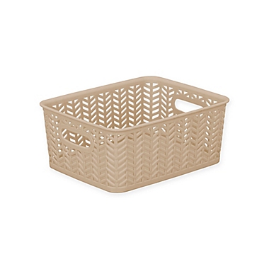 Simplify&trade; Herringbone Plastic Storage Bin. View a larger version of this product image.