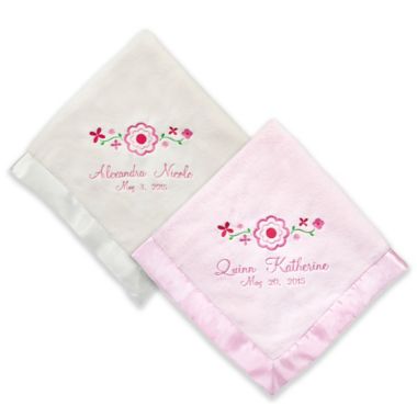 Pretty Flowers Baby Blanket with Satin Trim. View a larger version of this product image.