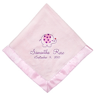 Sweet Elephant Baby Blanket with Satin Trim in Pink. View a larger version of this product image.