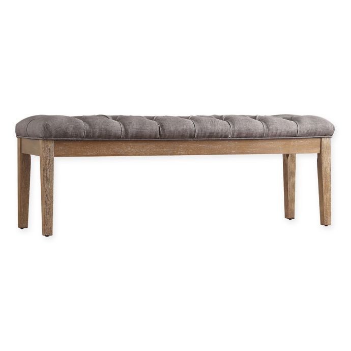 Shop Claudia Diamond Wale Grey Tufted Bench On Sale Overstock