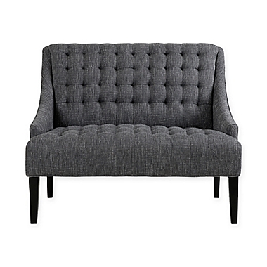 Madison Park Bernay Button Tufted Settee in Charcoal. View a larger version of this product image.
