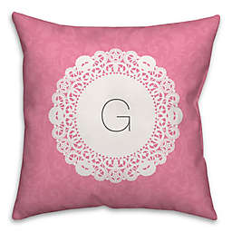 Doily Square Throw Pillow in Pink and White
