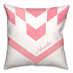 Herringbone Square Throw Pillow in Pink/White