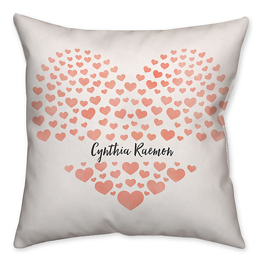 Alternate image 1 for Hearts Square Throw Pillow in Watercolor Pink