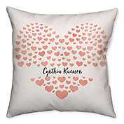 Hearts Square Throw Pillow in Watercolor Pink