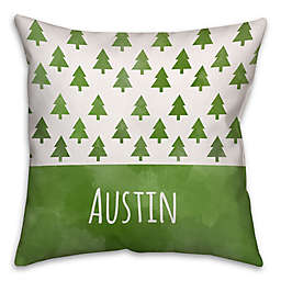 Trees Square Throw Pillow in Green/White