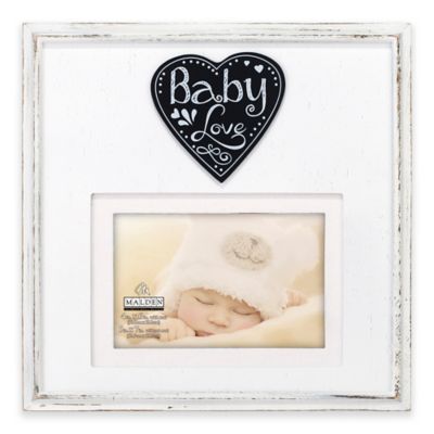 white frame picture frame with hearts 6" x 4" inch picture 