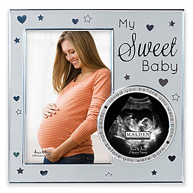 Malden&reg; 3-Inch x 3-Inch &quot;Sweet Baby&quot; Sonogram Metal Photo Frame in Silver. View a larger version of this product image.