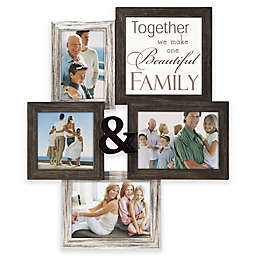 Malden® "Family" 4-Photo Collage Picture Frame in Distressed Brown/White