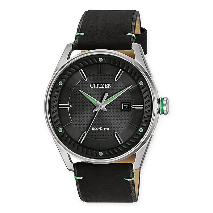 Citizen Eco-Drive Men's 42mm Drive CTO Watch in Stainless Steel with Black Leather Strap | Bed