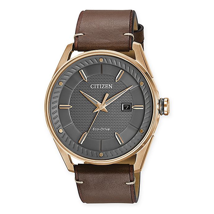 Citizen Eco-Drive Men's 42mm Drive CTO Watch in Rose Goldtone Stainless Steel with Leather Strap