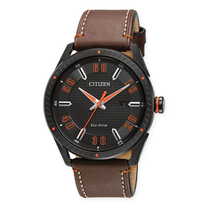 citizen eco drive orange and black chronograph
