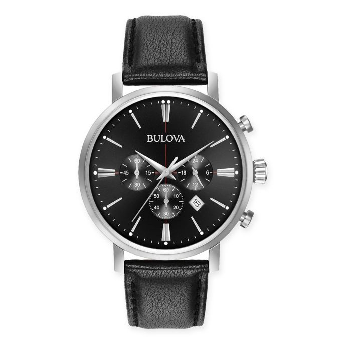 Bulova Classic Men's 41mm Black Chronograph Watch in Stainless Steel w ...