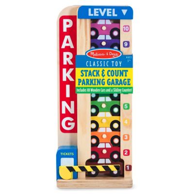 melissa & doug stack & count wooden parking garage with 10 cars