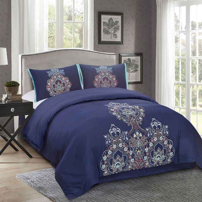 Masie 4 Piece Comforter Set In Midnight Blue Bed Bath Beyond