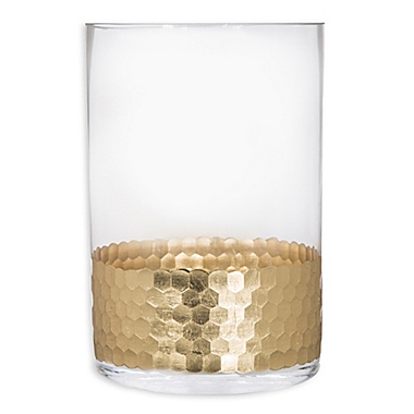 Home Essentials & Beyond Etched Honeycomb Hurricane in Gold. View a larger version of this product image.